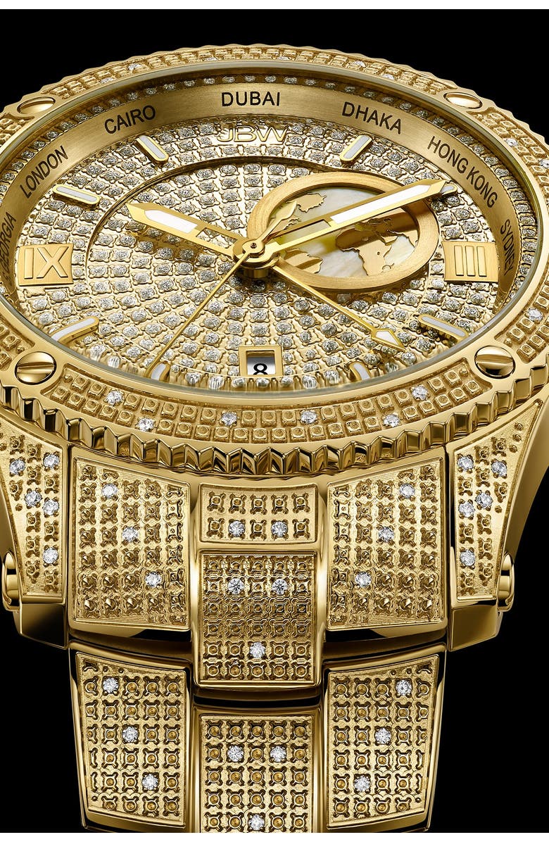 JBW Jet Setter Diamond Bracelet Watch, 46mm, Alternate, color, Gold