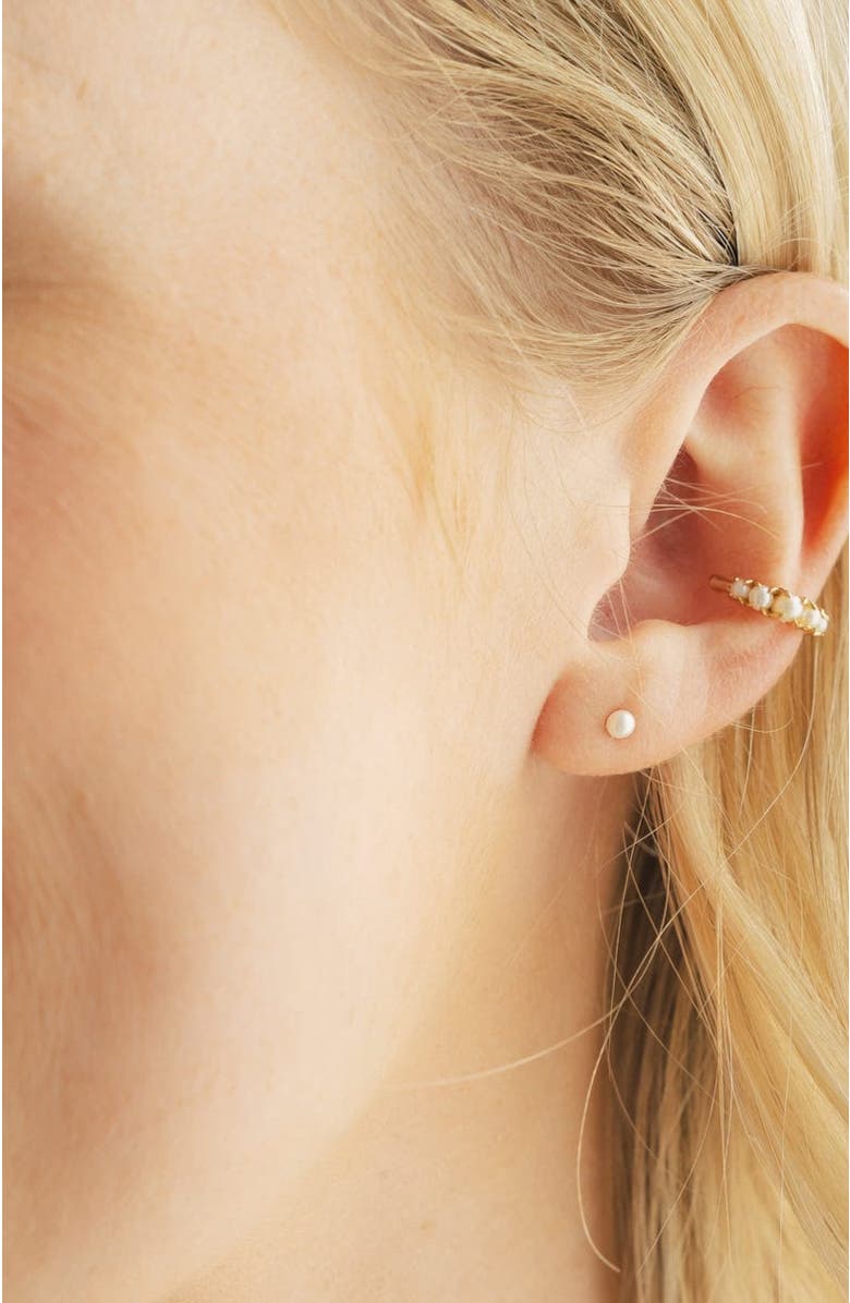 MADE BY MARY Mini Pearl Stud Earrings, Alternate, color, Gold Vermeil