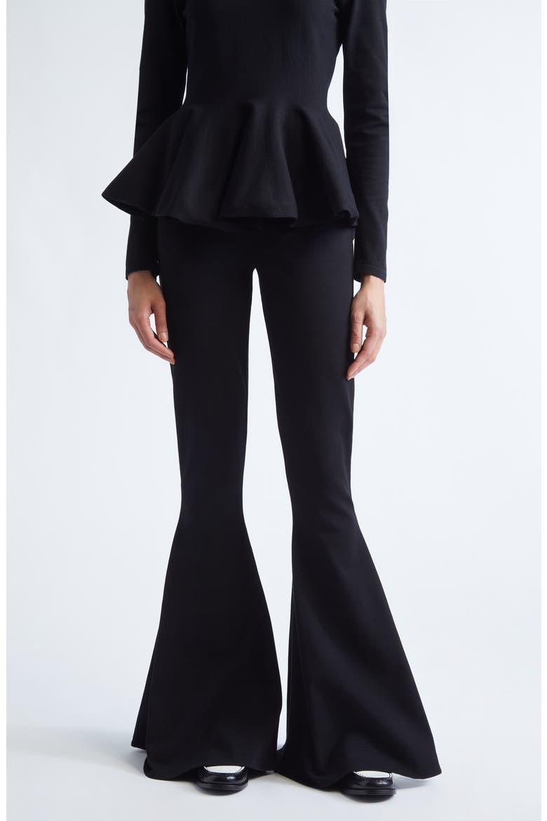 Knit Flare Leg Pants, Main, color, BLACK