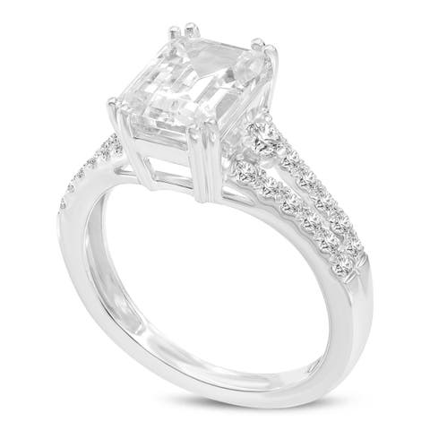 Alia 14K Gold Emerald Cut Lab Grown Diamond Engagement Ring - 3.2 ct