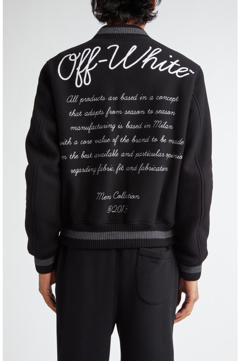 Varsity Wool Blend Bomber Jacket, Alternate, color, BLACK WHITE