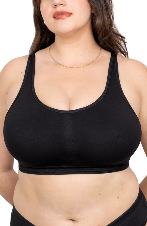 Curvy Couture Smooth Seamless Wireless Sports Bra In Black