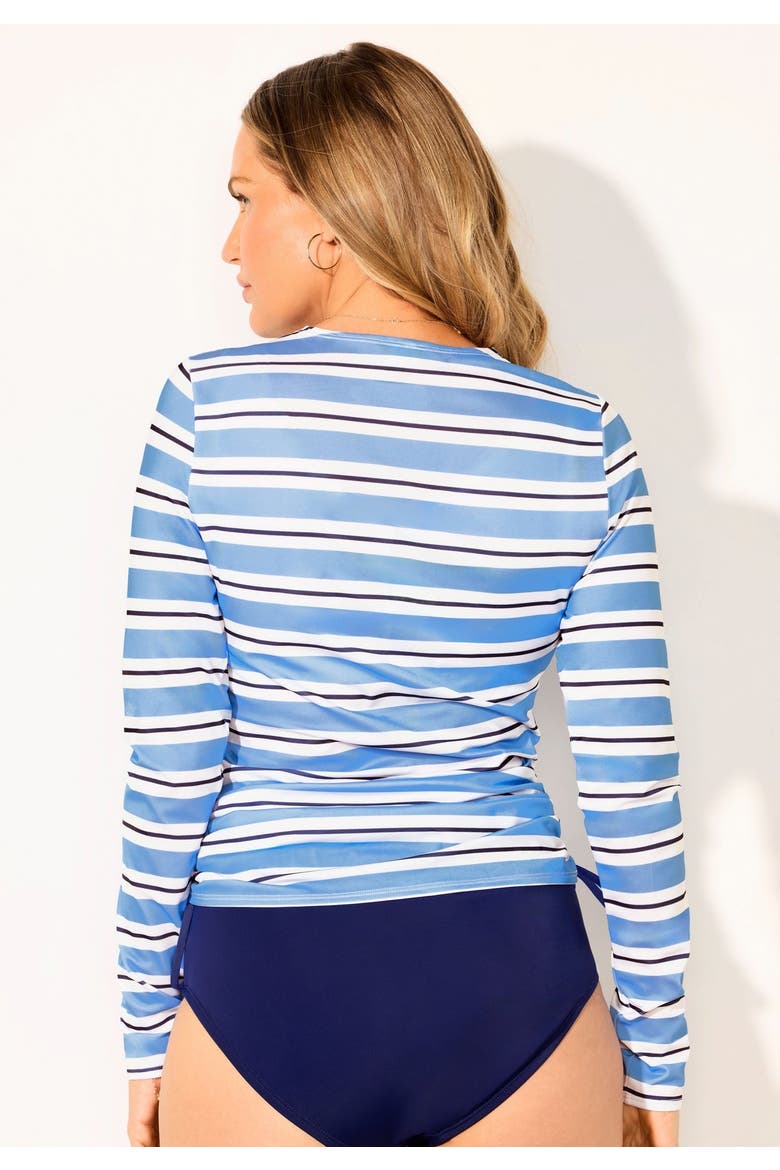 Side Tie Swim Tee Rash Guard With Built In Bra, Alternate, color, Regatta Stripe