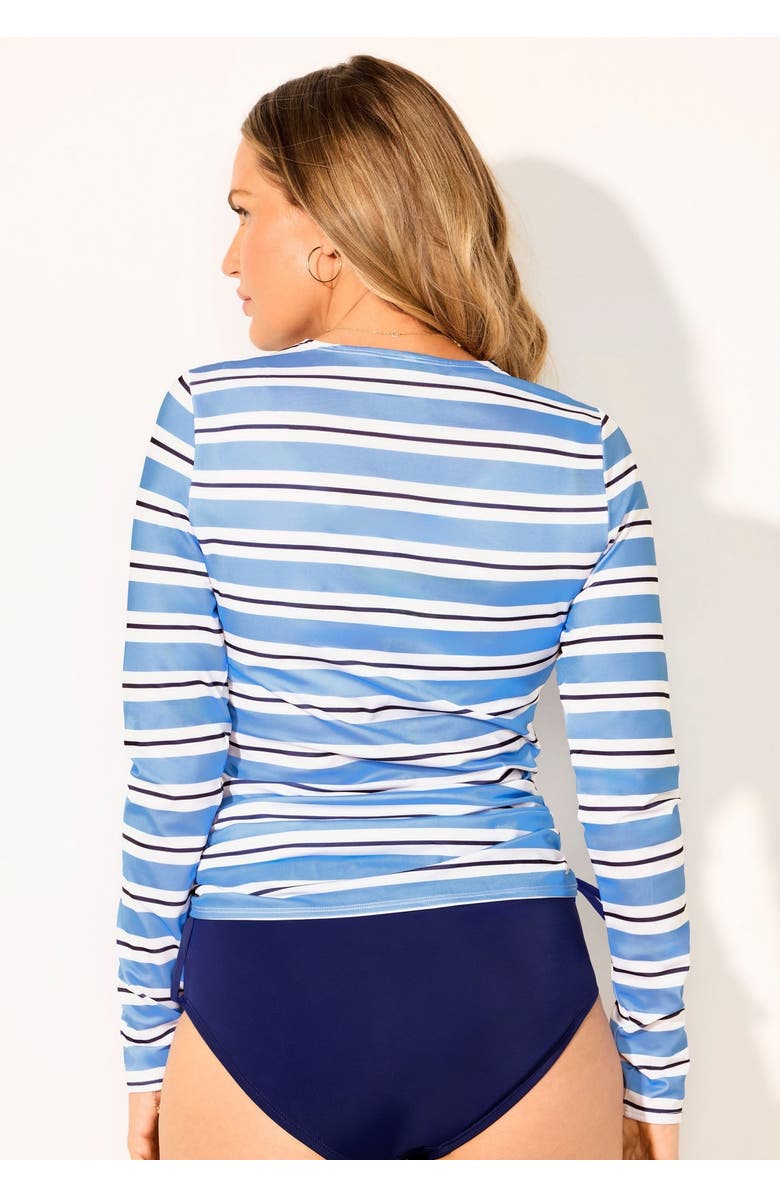 Swimsuits for All Side-Tie Swim Tee Rash Guard with Built-In Bra, Alternate, color, Regatta Stripe