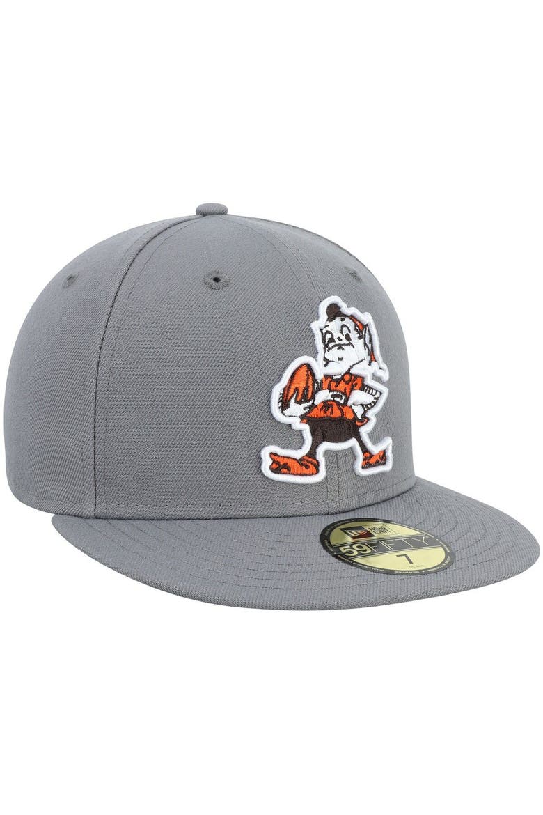 Men's New Era Graphite Cleveland Browns Throwback Logo Storm 59FIFTY Fitted Hat, Alternate, color, Graphite