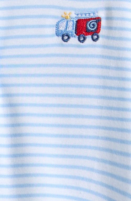 Kissy Kissy Embroidered Stripe Footie In Blue