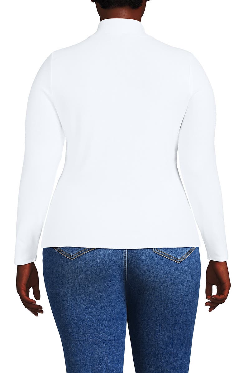 Lands' End Drapey Rib Skimming Long Sleeve Mock Neck, Alternate, color, Crisp White