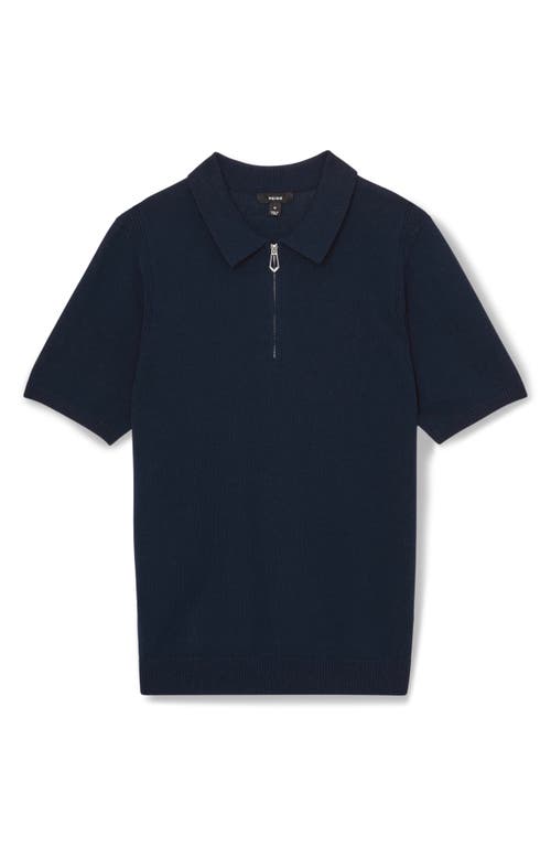 Reiss Berkley Slim Fit Quarter Zip Knit Polo Shirt In Navy
