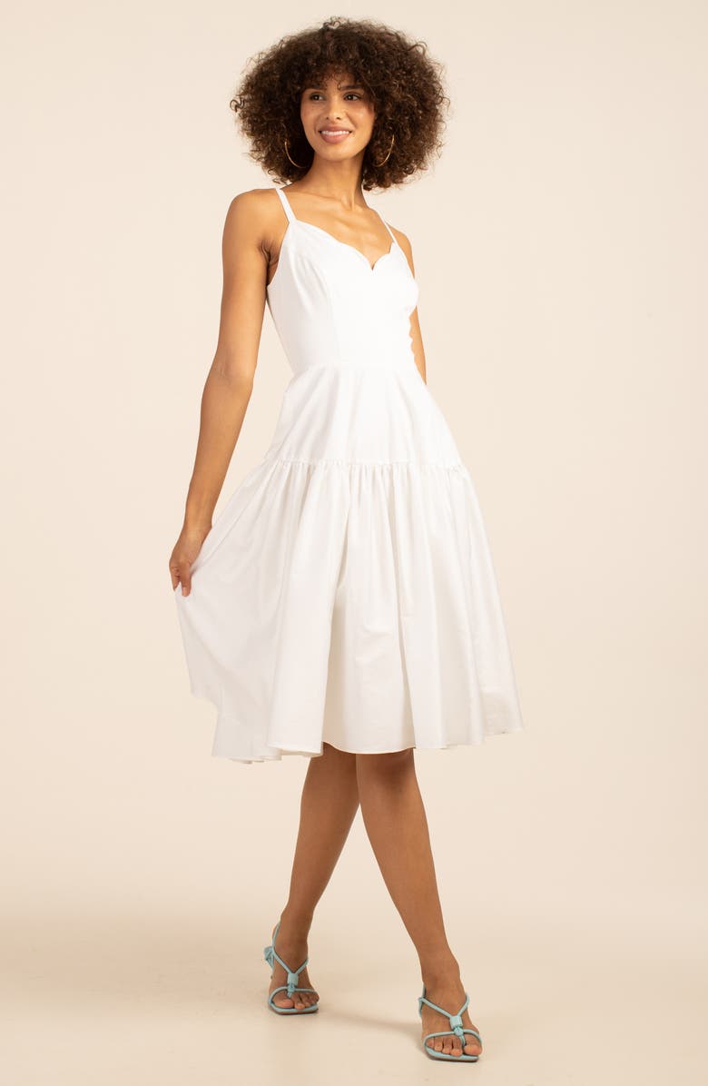 Trina Turk Bask Tiered Fit & Flare Dress, Alternate, color, White