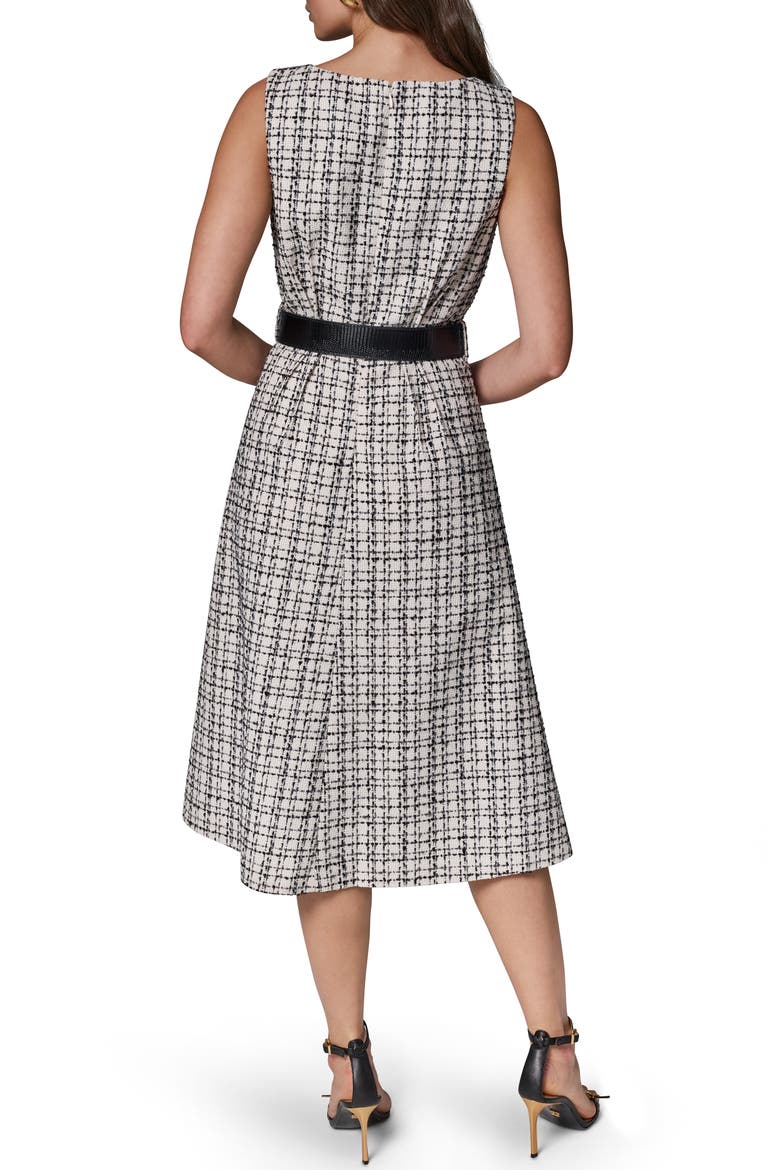 Sleeveless Tweed Midi Dress, Alternate, color, CRM/ BK/ GRE