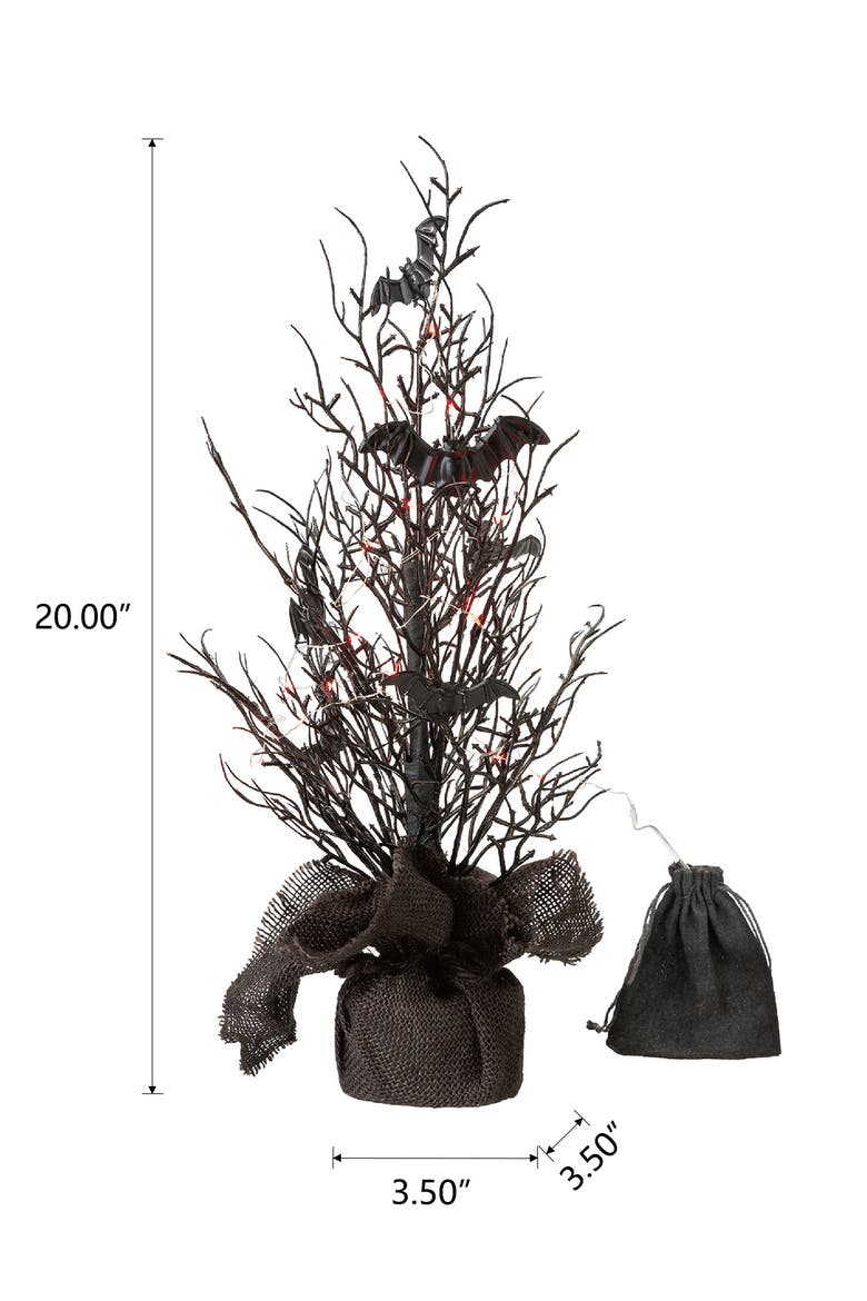20"H Halloween Lighted Bats Table Tree Decor, Alternate, color, Black