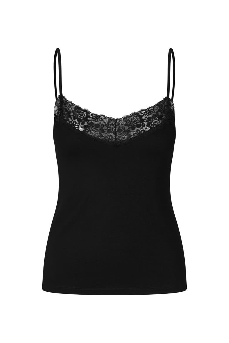 MaElmira Lace Detail Vest Top, Alternate, color, Black