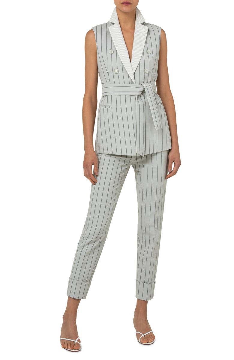 Akris Stripe Double Breasted Belted Vest, Alternate, color, 