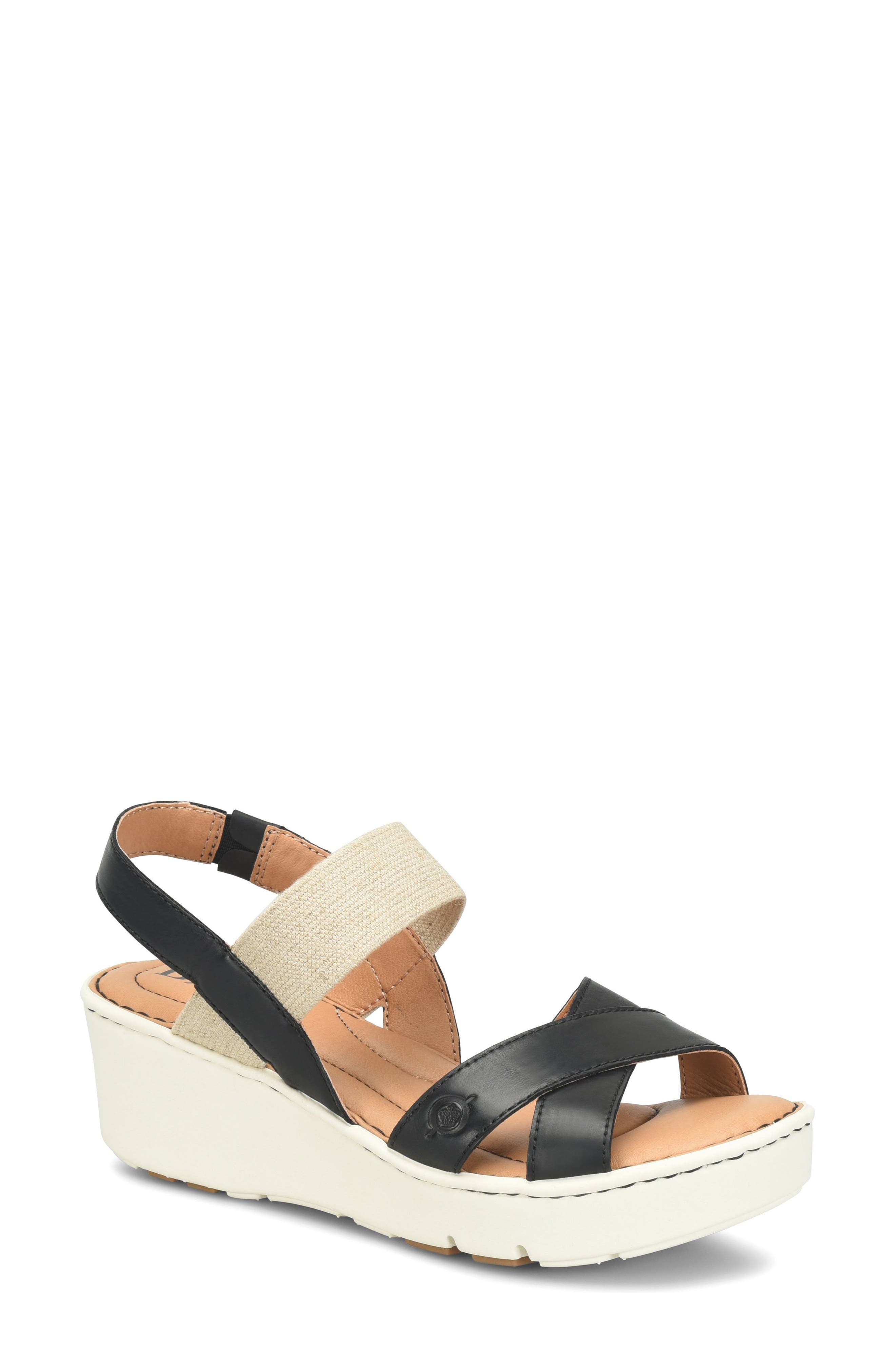 Børn Gila Platform Wedge Slingback Sandal, Main, color, Black Leather