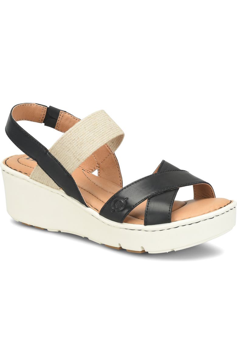 Børn Gila Platform Wedge Slingback Sandal, Main, color, Black Leather