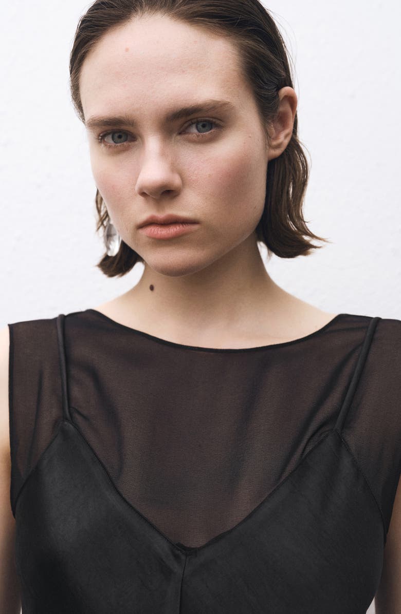 MANGO Contrasting Sleeveless Satin Maxi Dress, Alternate, color,