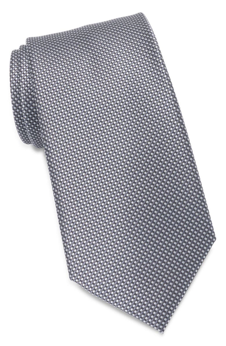 Calvin Klein Esme Solid Bird's Eye Tie, Main, color, Black