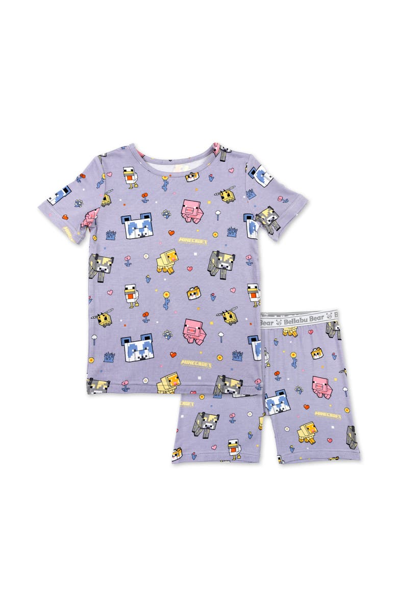 Bellabu Bear Minecraft Pixel Pals Kids 2-Piece Short Sleeve & Shorts Pajama Set, Main, color, 