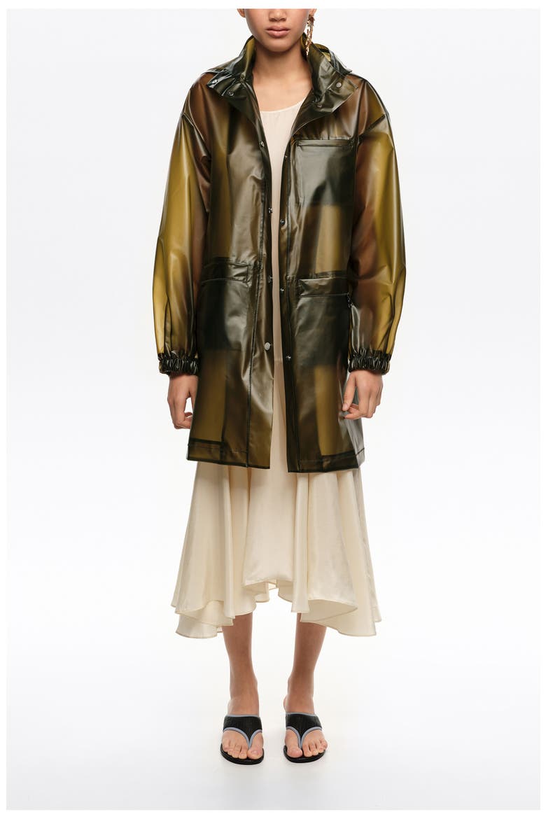A-line Transparent Trench, Main, color, OLIVE