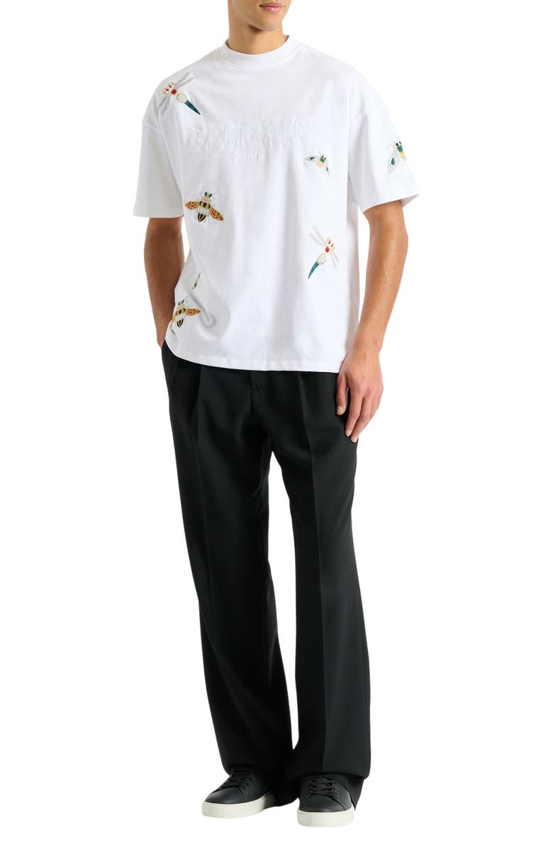 Balmain Embroidered Balmain Insect T-shirt, Main, color, White