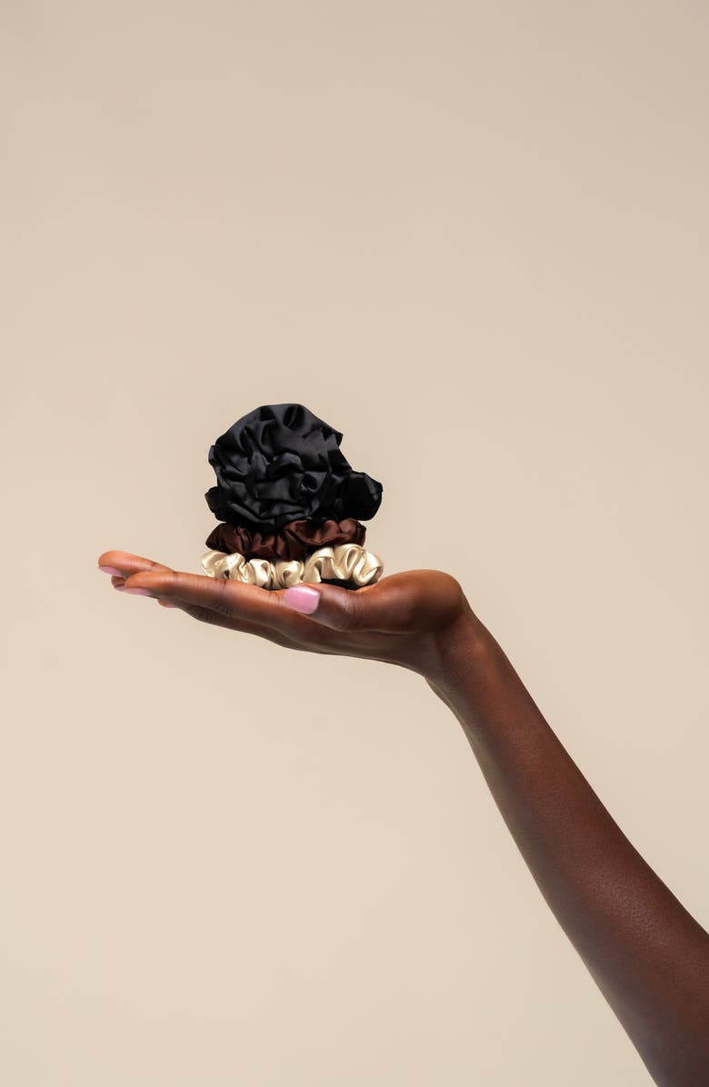 Kitsch 3-Pack Assorted Rosette Scrunchies, Alternate, color, Black