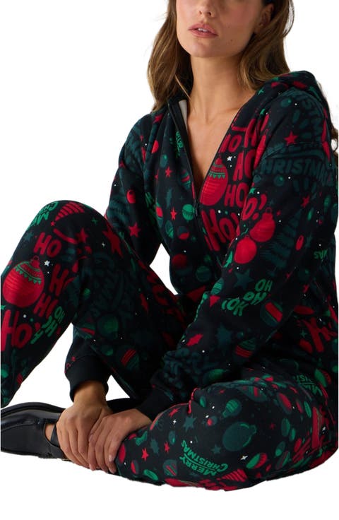 Women's Cozy Fleece Hooded Jumpsuit