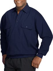 Harbor Bay by DXL Big & Tall Long-Sleeve Mesh Panel Banded-Hem Shirt