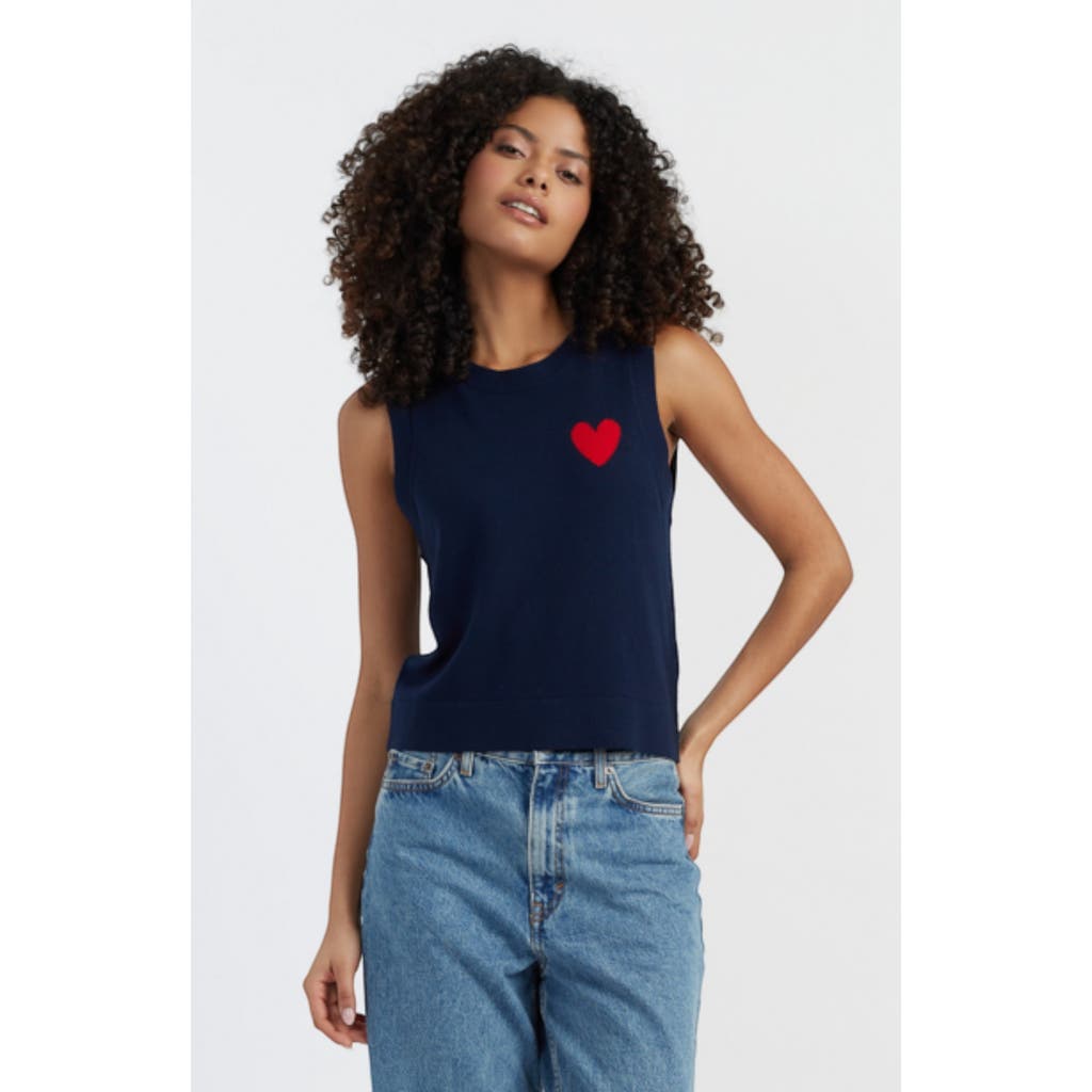 Chinti & Parker Pure Merino Heart Breton Tank In Navy