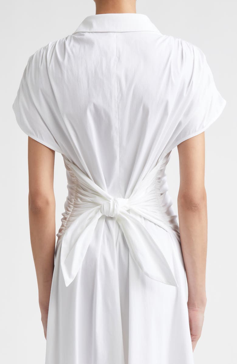 Lela Rose Cotton Stretch Poplin Tie Waist Shirtdress, Alternate, color, White