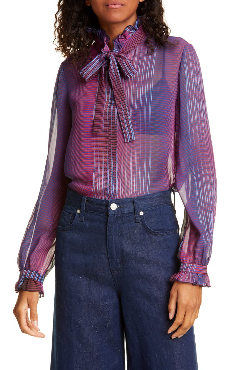 SALONI Emile Polka Dot Fil Coupé Top, Main, color, 