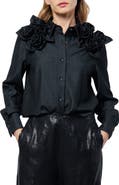 CIEBON Ivan Rosette Detail Denim Button-Up Shirt