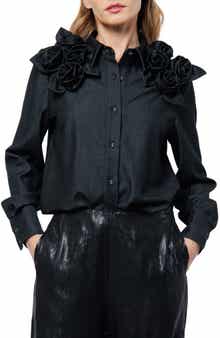 CIEBON Ivan Rosette Detail Denim Button-Up Shirt