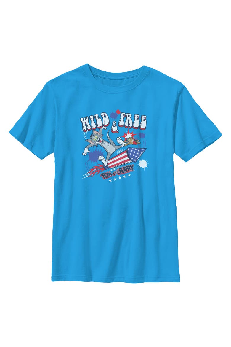 Boys Tom and Jerry Wild and Free Duo T Shirt, Main, color, Sapphire