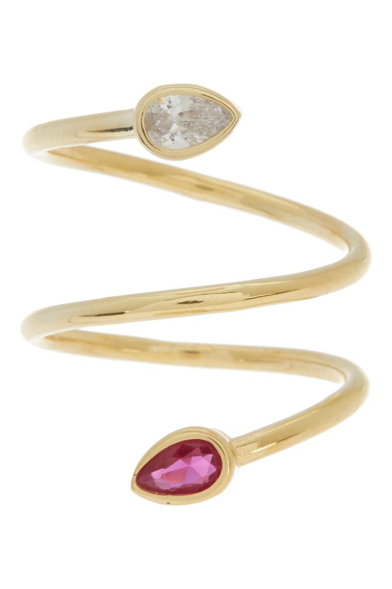 Double Twist Crystal Ring, Main, color, GOLD