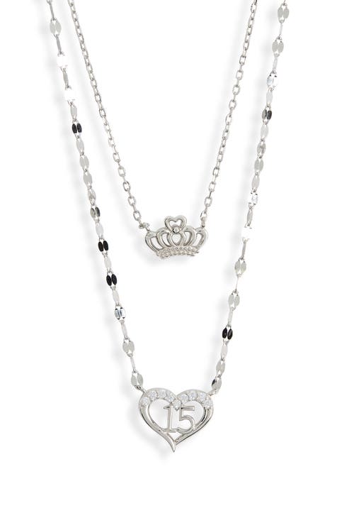 Quince Crown CZ Layered Chain Necklace