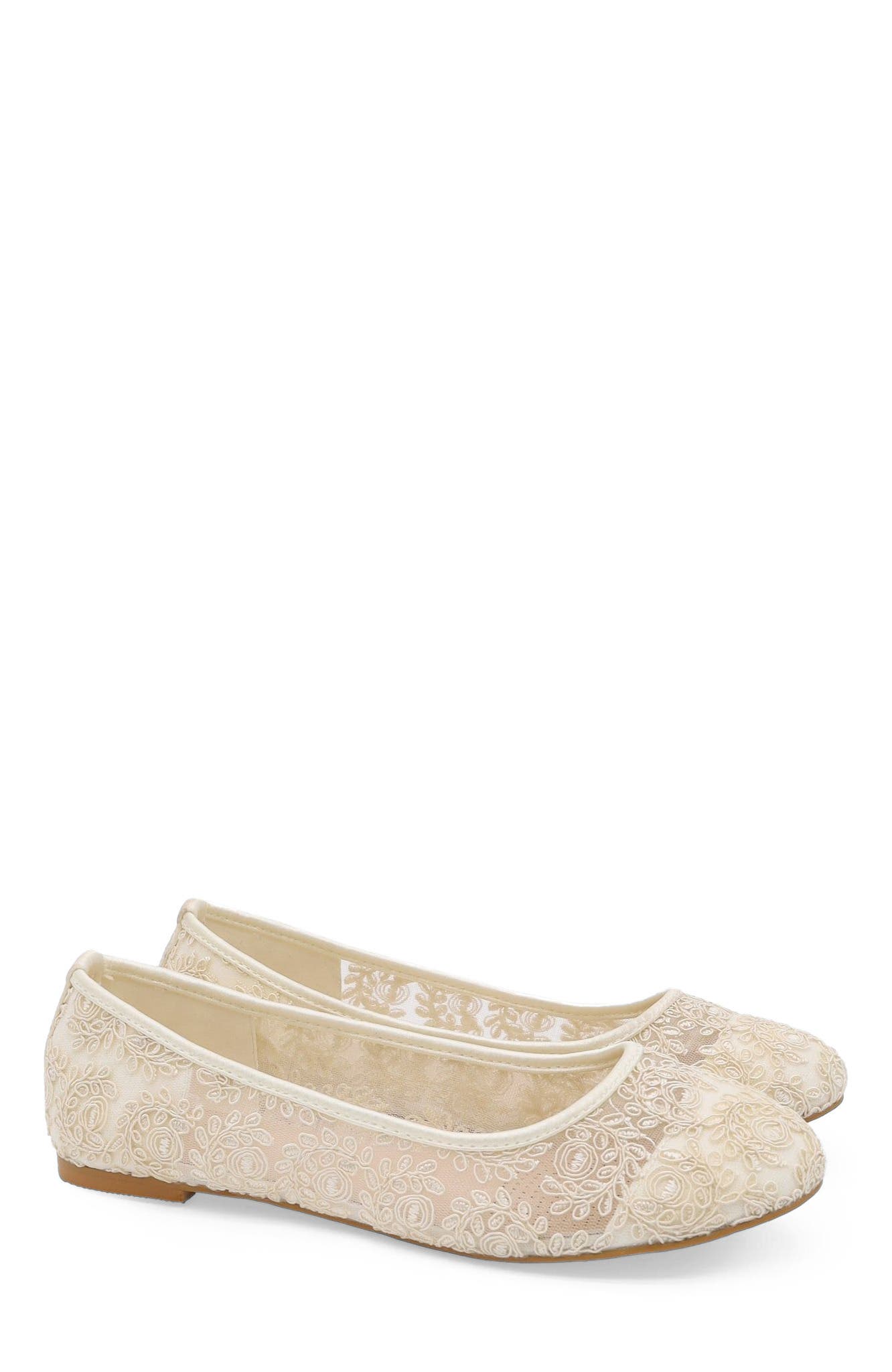 Baba Crochet Lace Ballet Flats, Main, color, Ivory