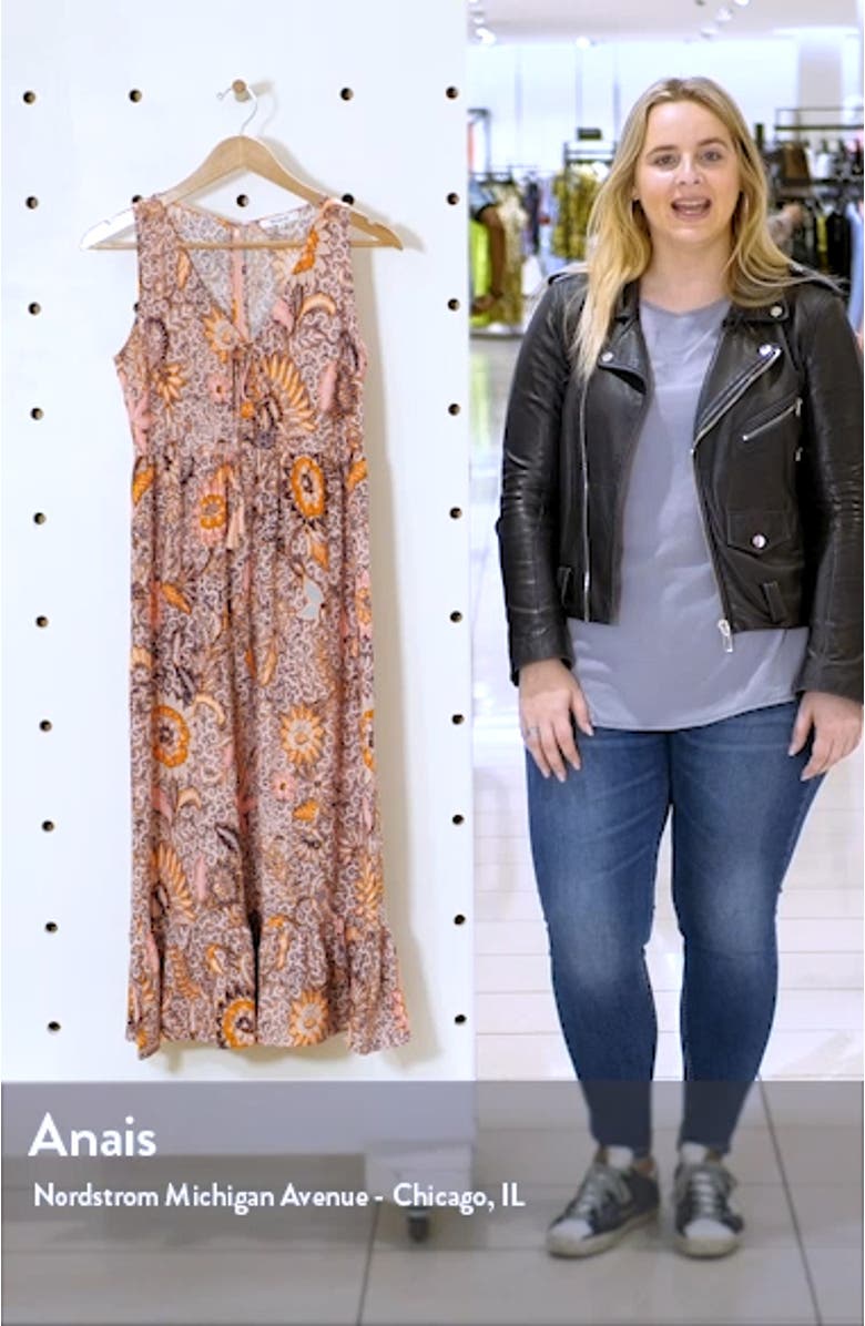 Bali Blooms Lace-Up Ruffle Hem Midi Dress, sales video thumbnail