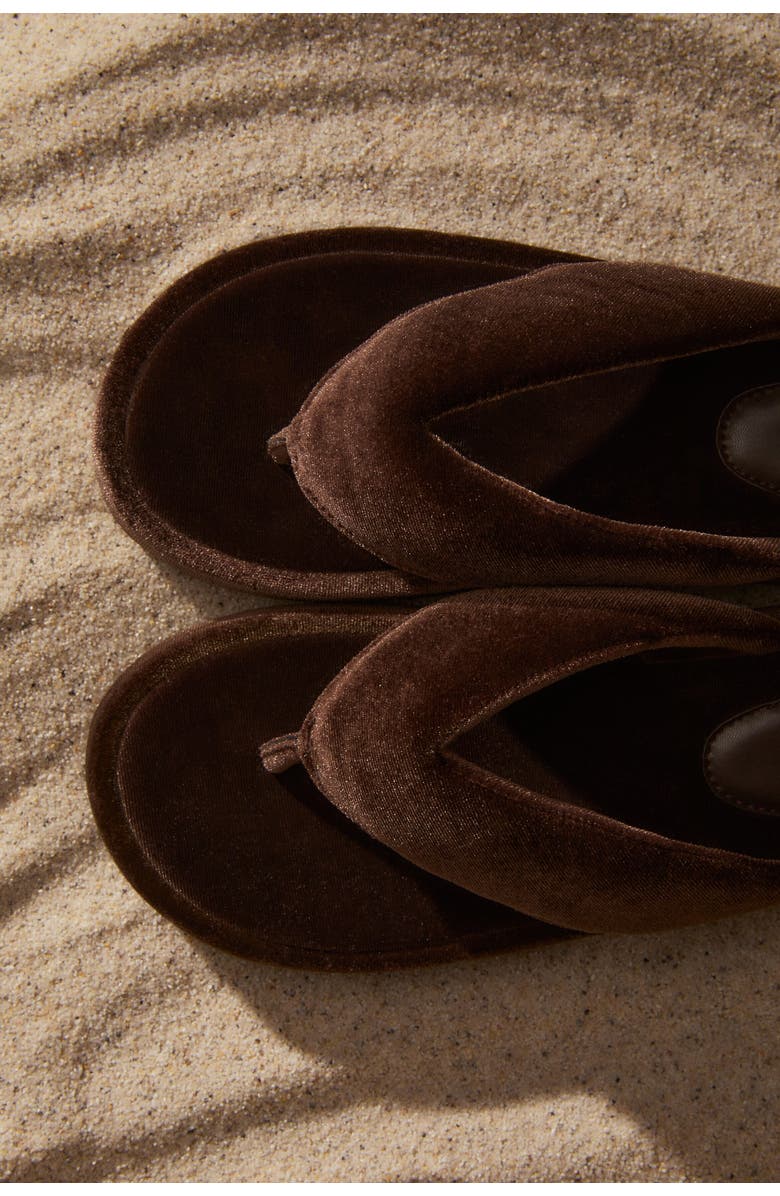 H&M Velour Flip-flops, Alternate, color, Dark Brown