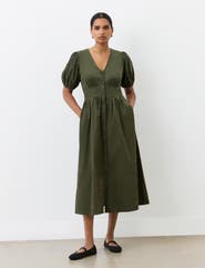 Finery London Arlow Short Sleeve Corduroy Midi Dress