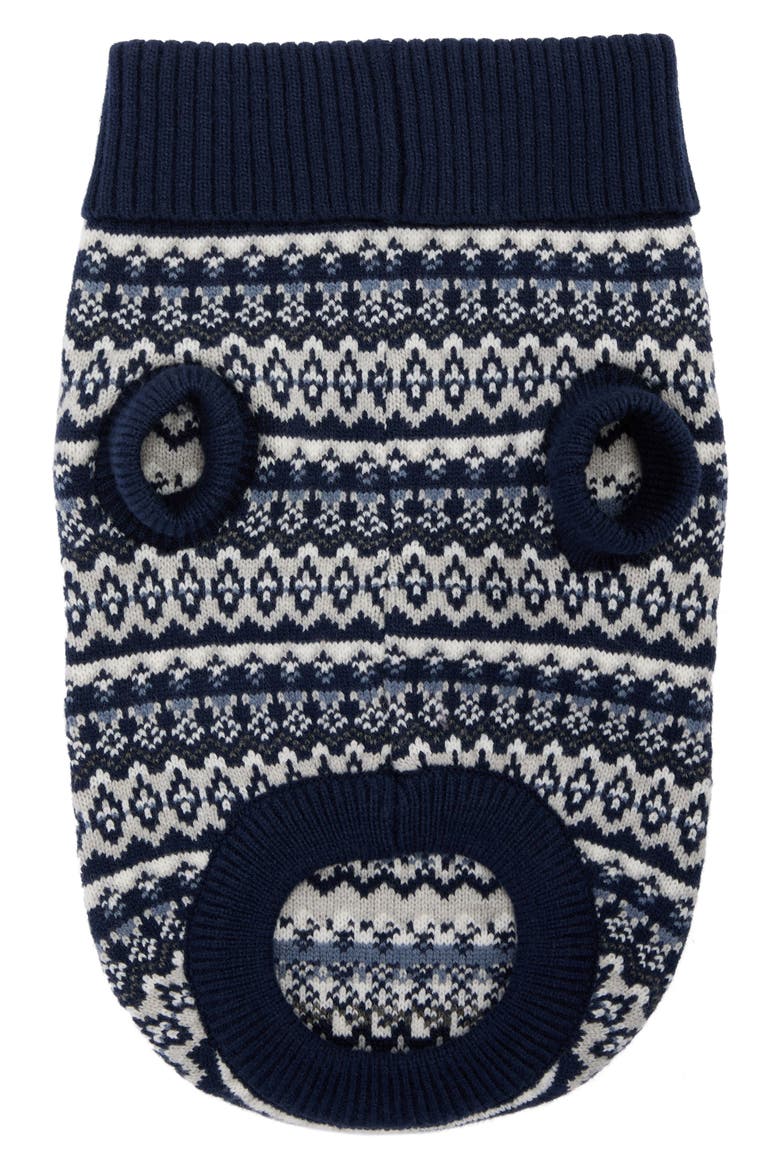 Marlow Fair Isle Dog Sweater, Alternate, color, NAVY