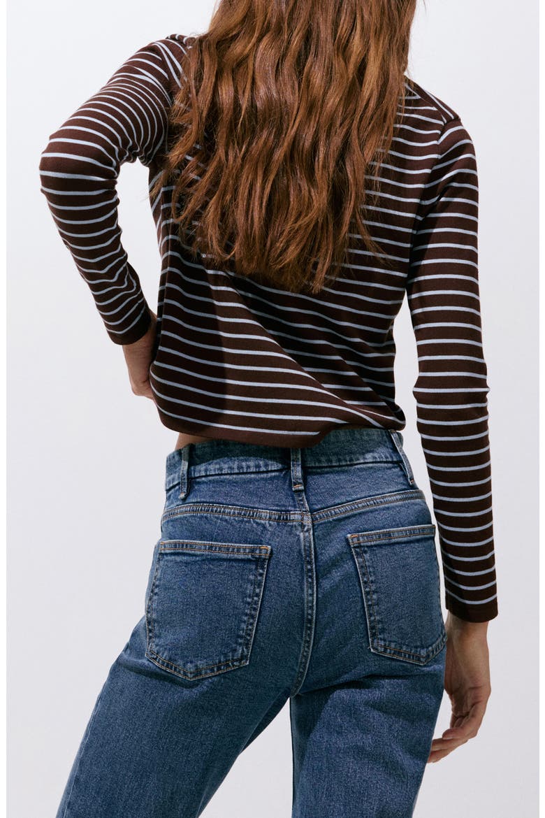 Basikina Stripe Sweater, Alternate, color, CHOCOLATE