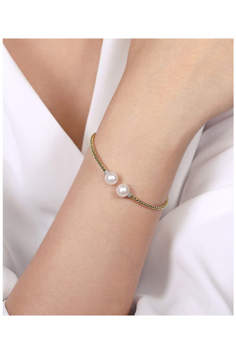 Bujukan Beaded Freshwater Pearl & Diamond Cuff Bracelet, Alternate, color, GOLD