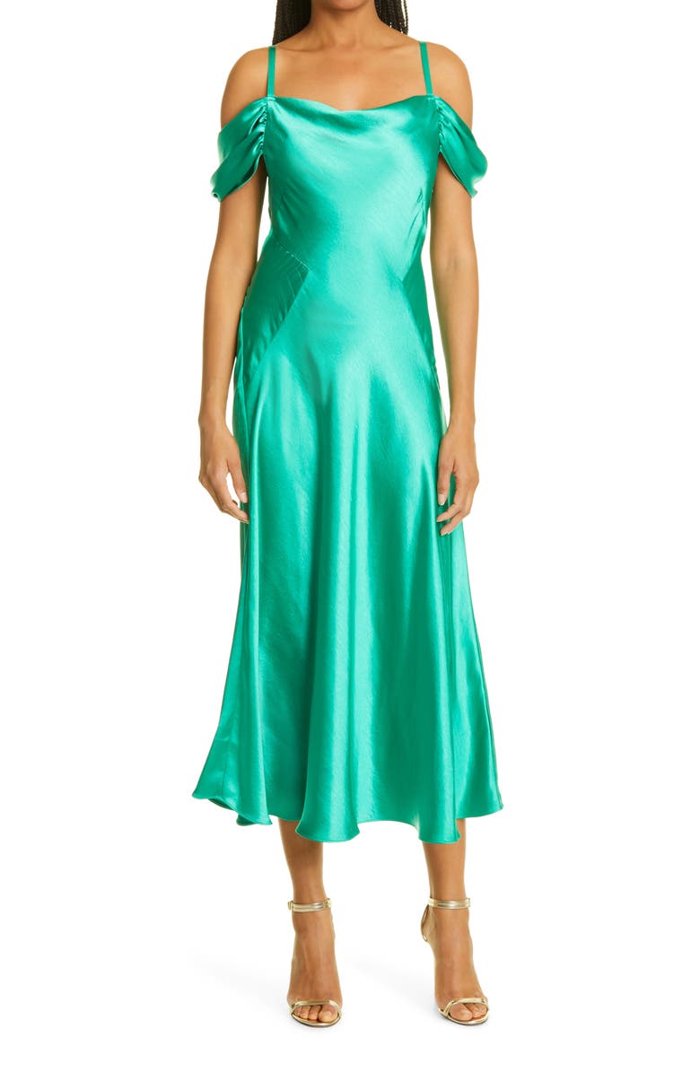 Ted Baker London Esta Cold Shoulder Satin Slipdress, Main, color, 