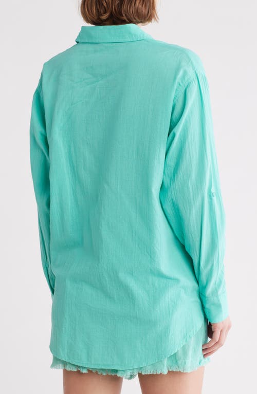 ELAN ELAN OVERSIZE LONG SLEEVE COVER-UP BUTTON-UP SHIRT