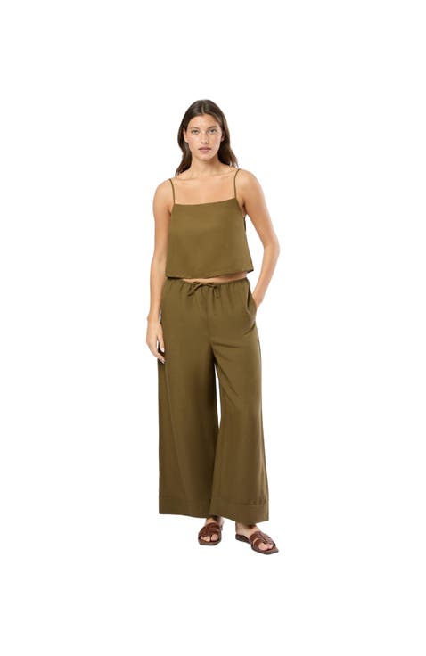 Air Linen Wide Leg Drawstring Pant