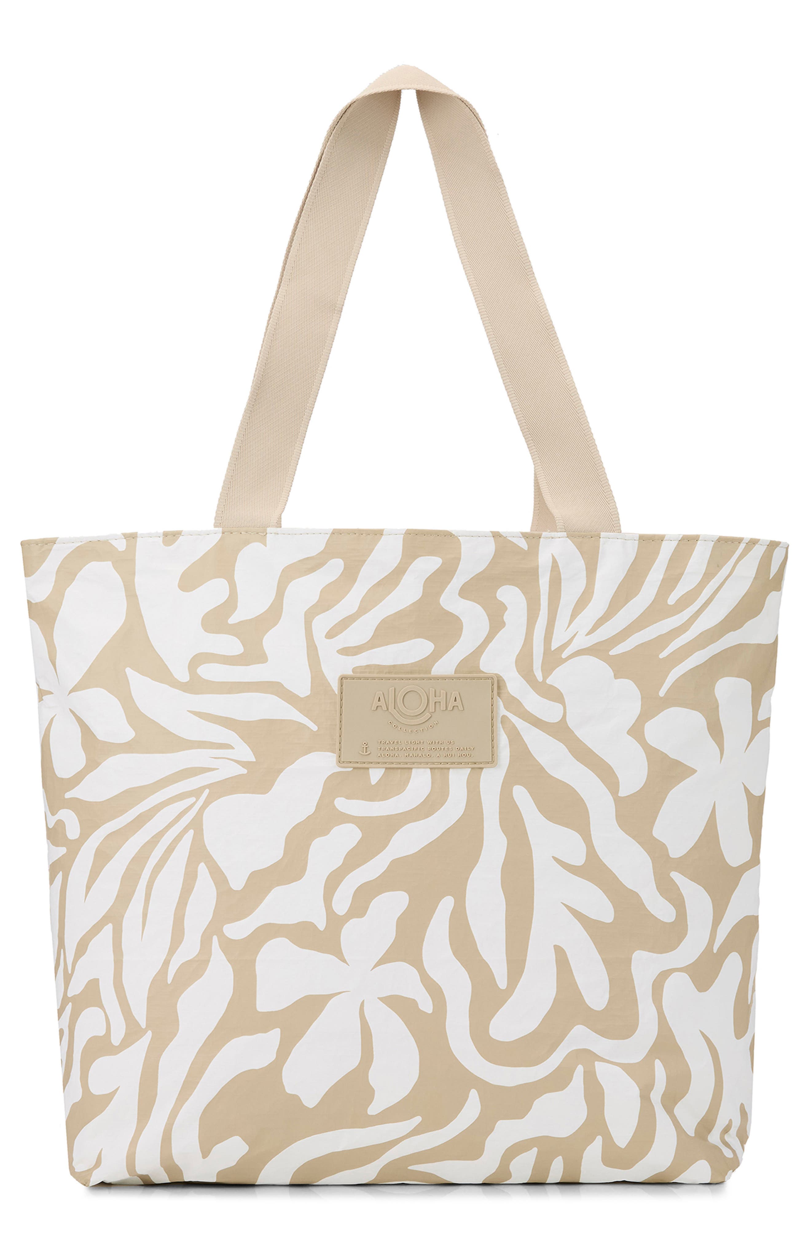 Aloha Collection Day Tripper Float Water Resistant Tote, Main, color, Latte