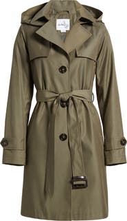 Sam Edelman Cotton Blend Trench Coat with Removable Hood