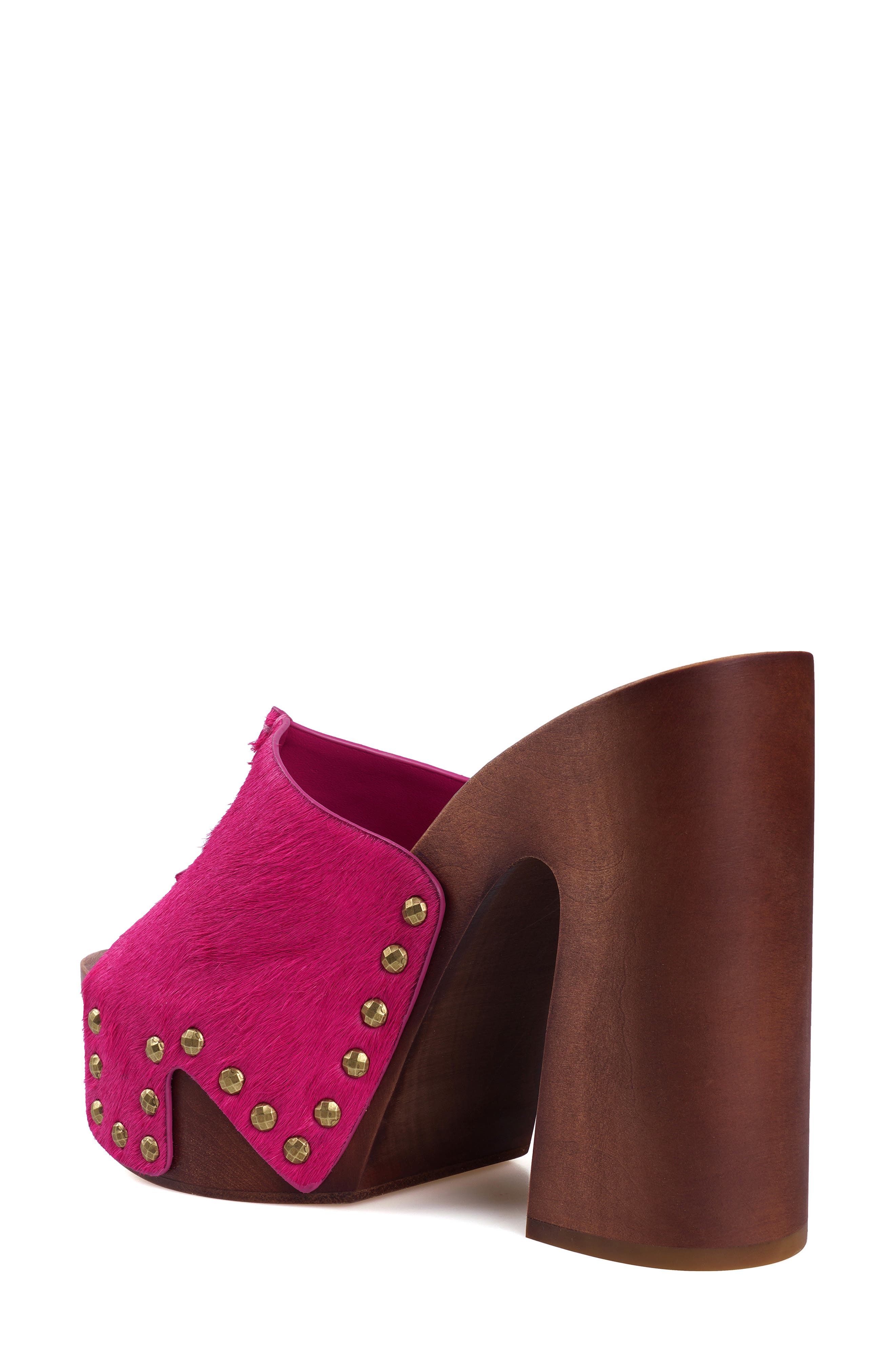 Yama Genuine Calf Hair Platform Slide Sandal, Alternate, color, FUCHSIA CALF HAIR