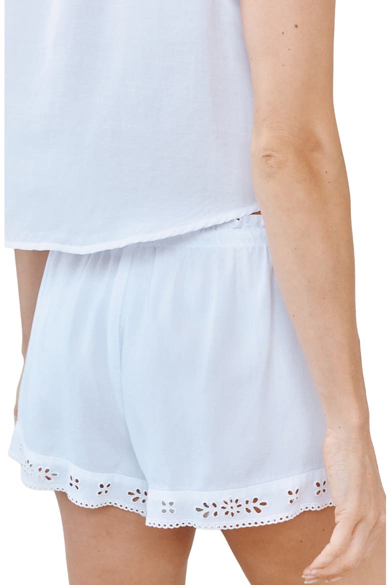 Embroidery Trim Drawstring Shorts, Alternate, color, WHITE