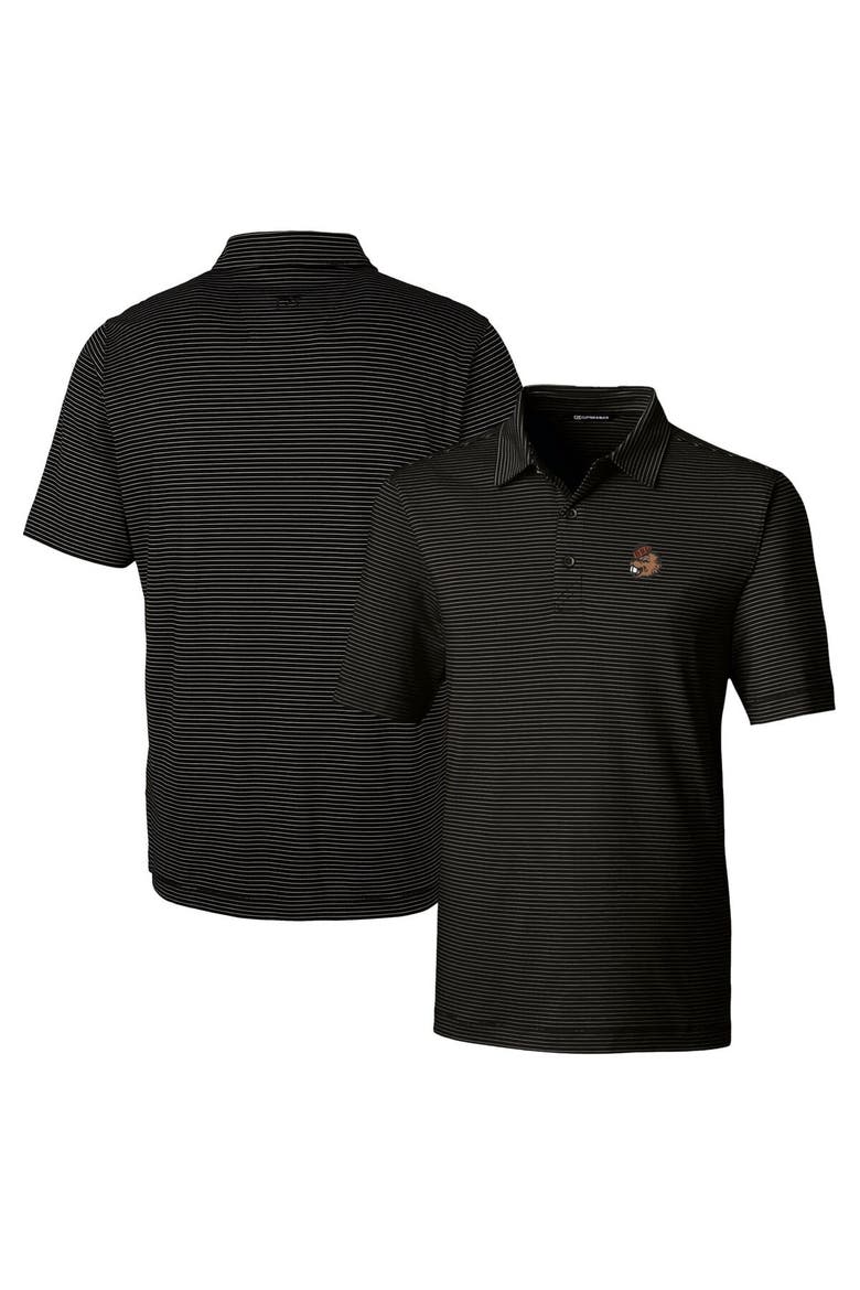 Men's Cutter & Buck Black Oregon State Beavers Big & Tall Forge Pencil Stripe Stretch Polo, Alternate, color, Black